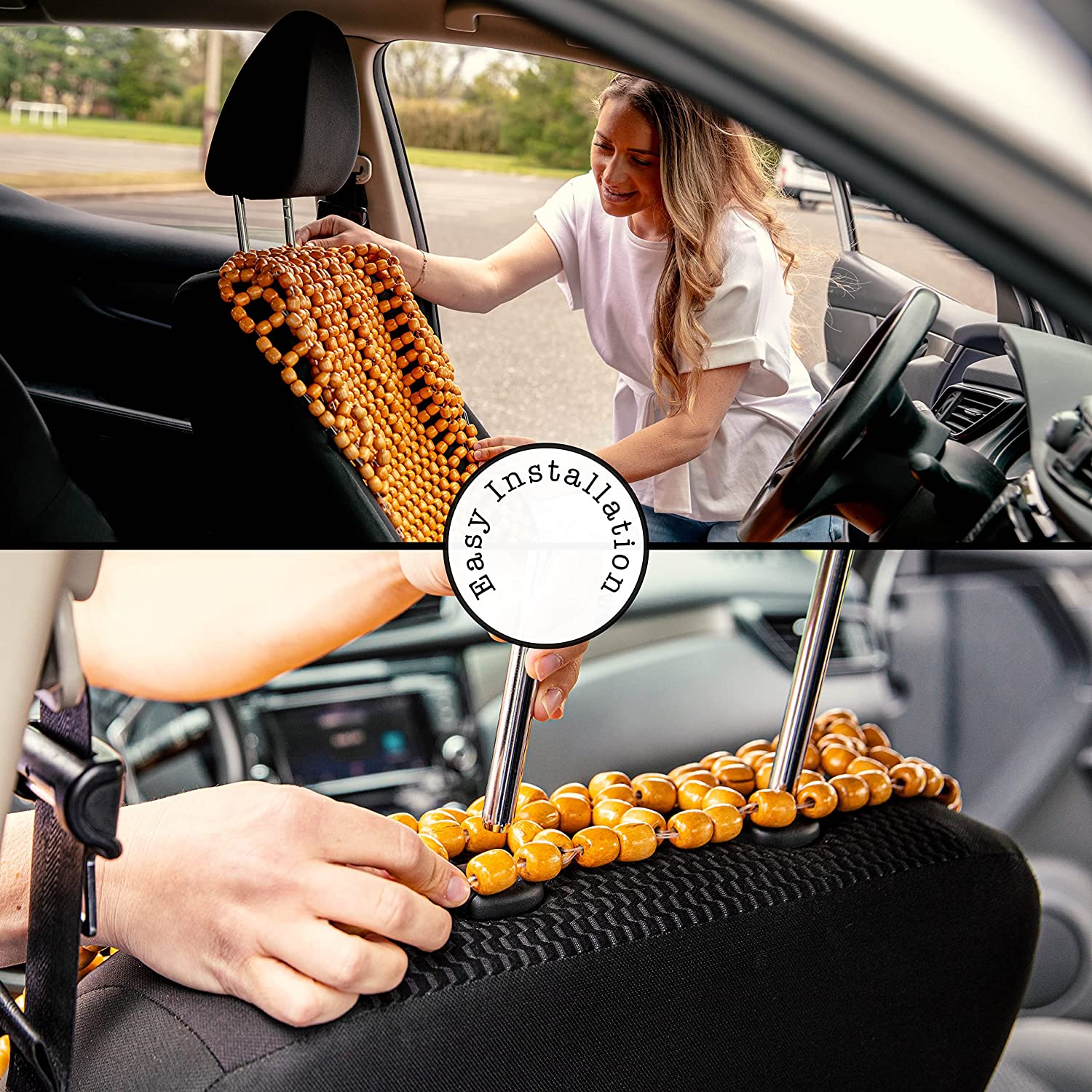 Zone Tech Full Car Seat Massager Back Cushion with Wooden Beads Car Accessories