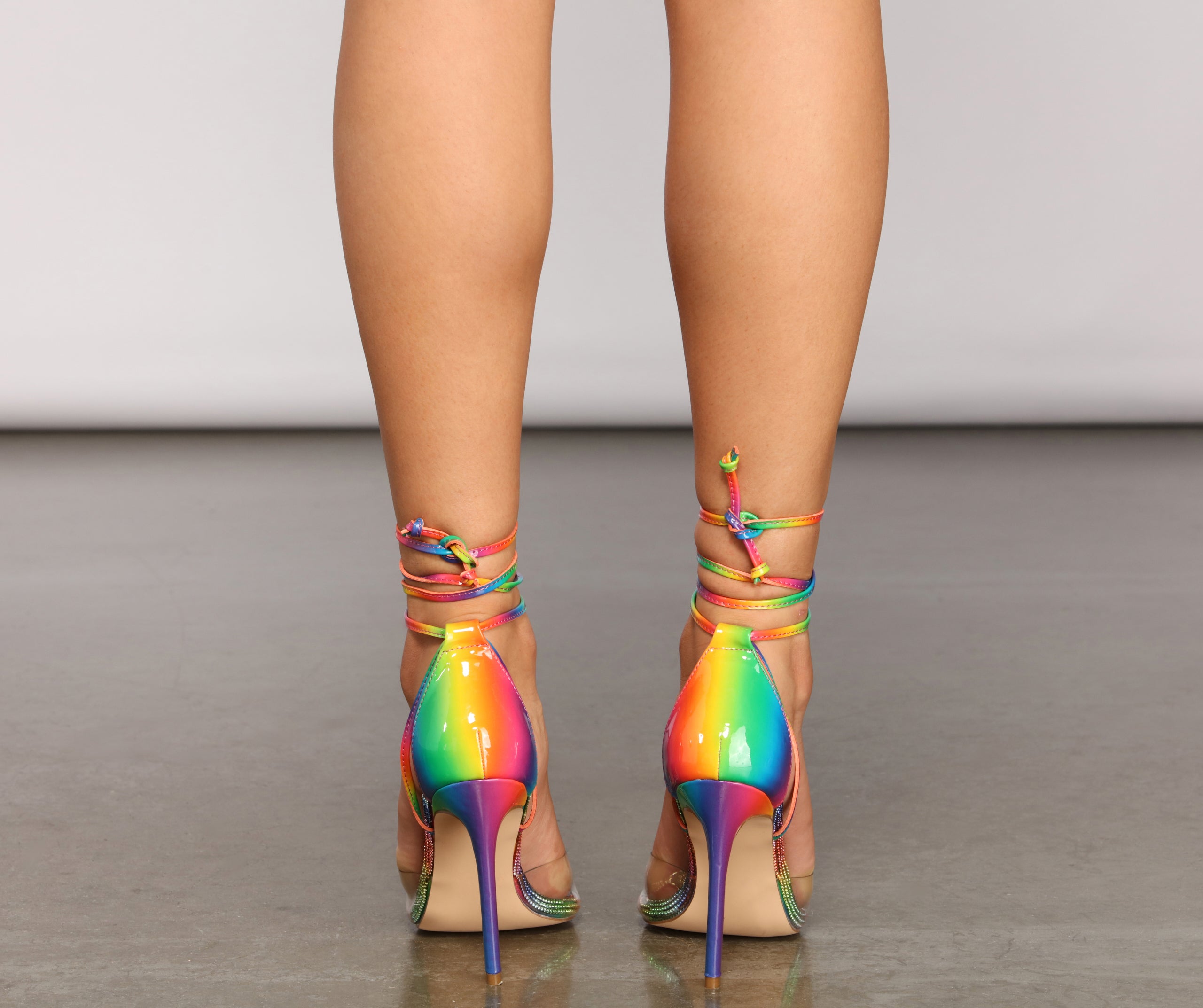 Life of the Party Rainbow Lace Up Heels