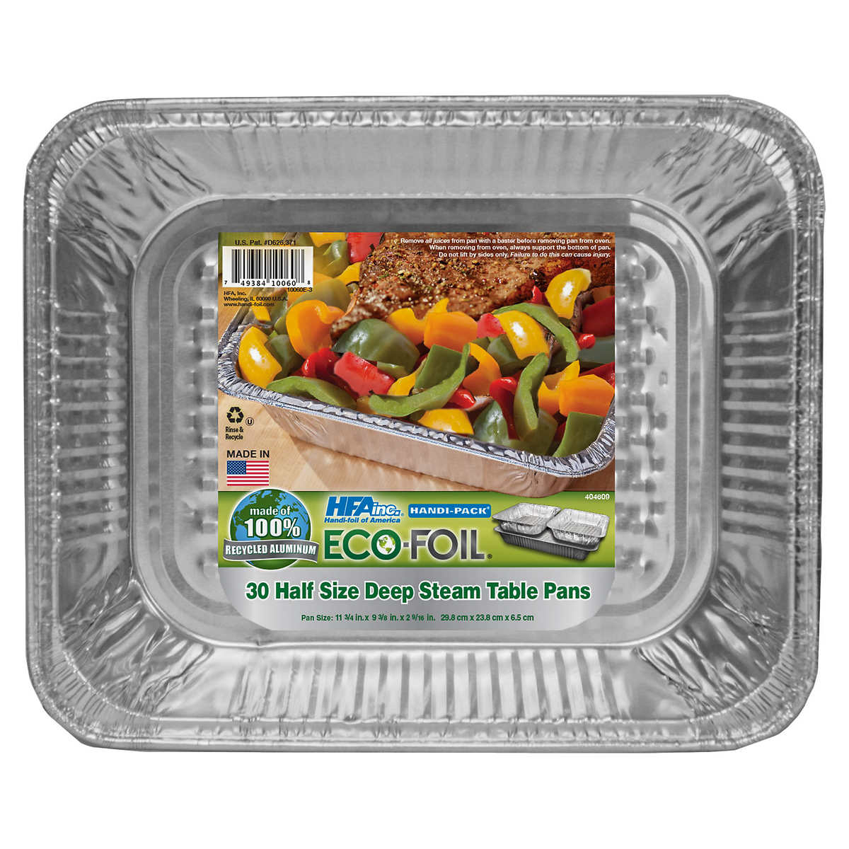 HFA Eco-Foil Half Size Deep Steam Table Pan， 30-count