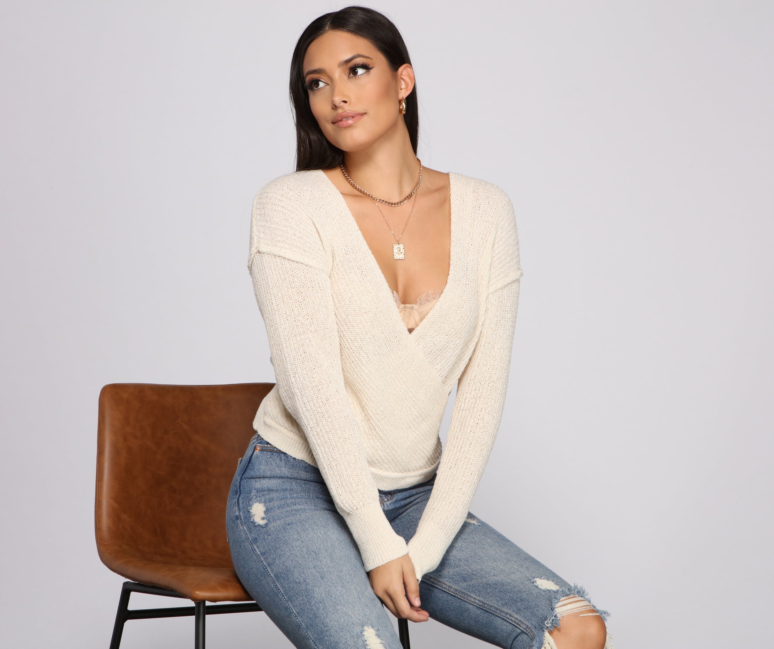 Wrapped In Basics Surplice Sweater