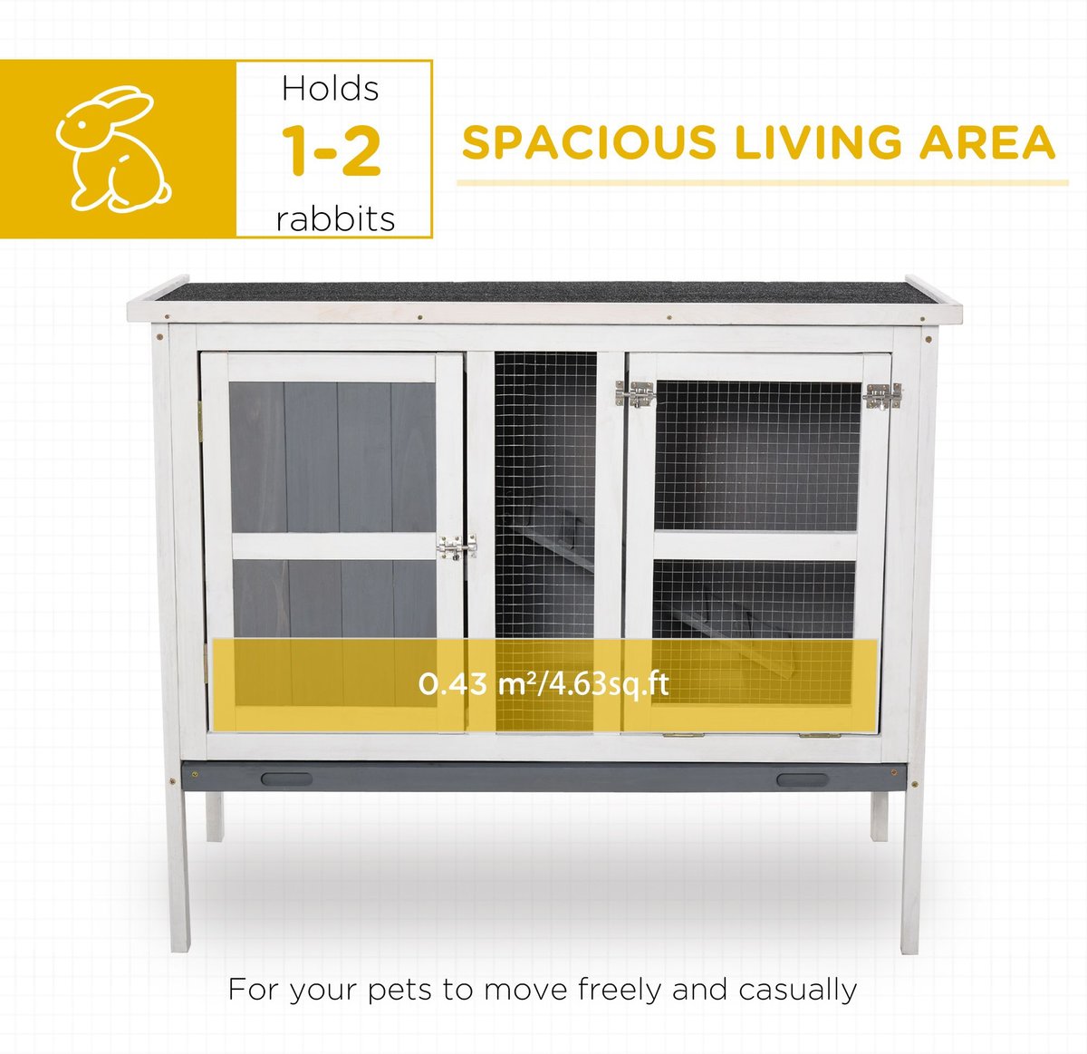 PawHut Wooden Rabbit Hutch