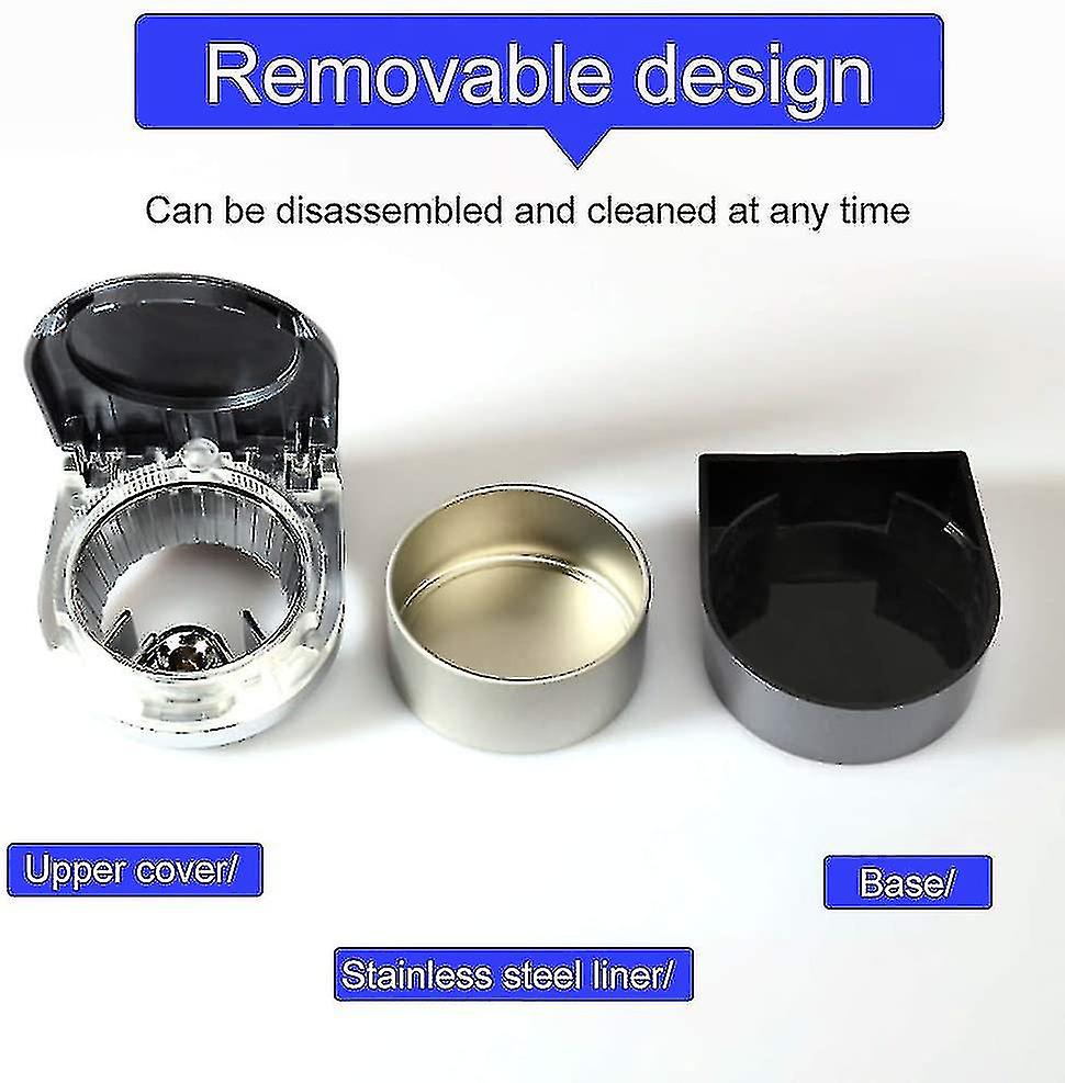 Portable Car Ashtray Car Cigarette Ashtray With Lid And Led Light Indicator Detachable Mini Ashtrays For Most Car Cup Holder Self-adhesive Ash Tray Fo