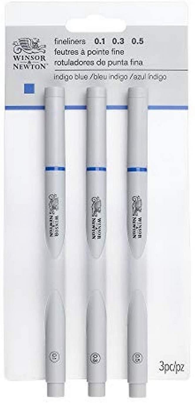 Winsor and newton indigo blue fineliners 0.1mm，0.3mm，，0.5mm pack of 3