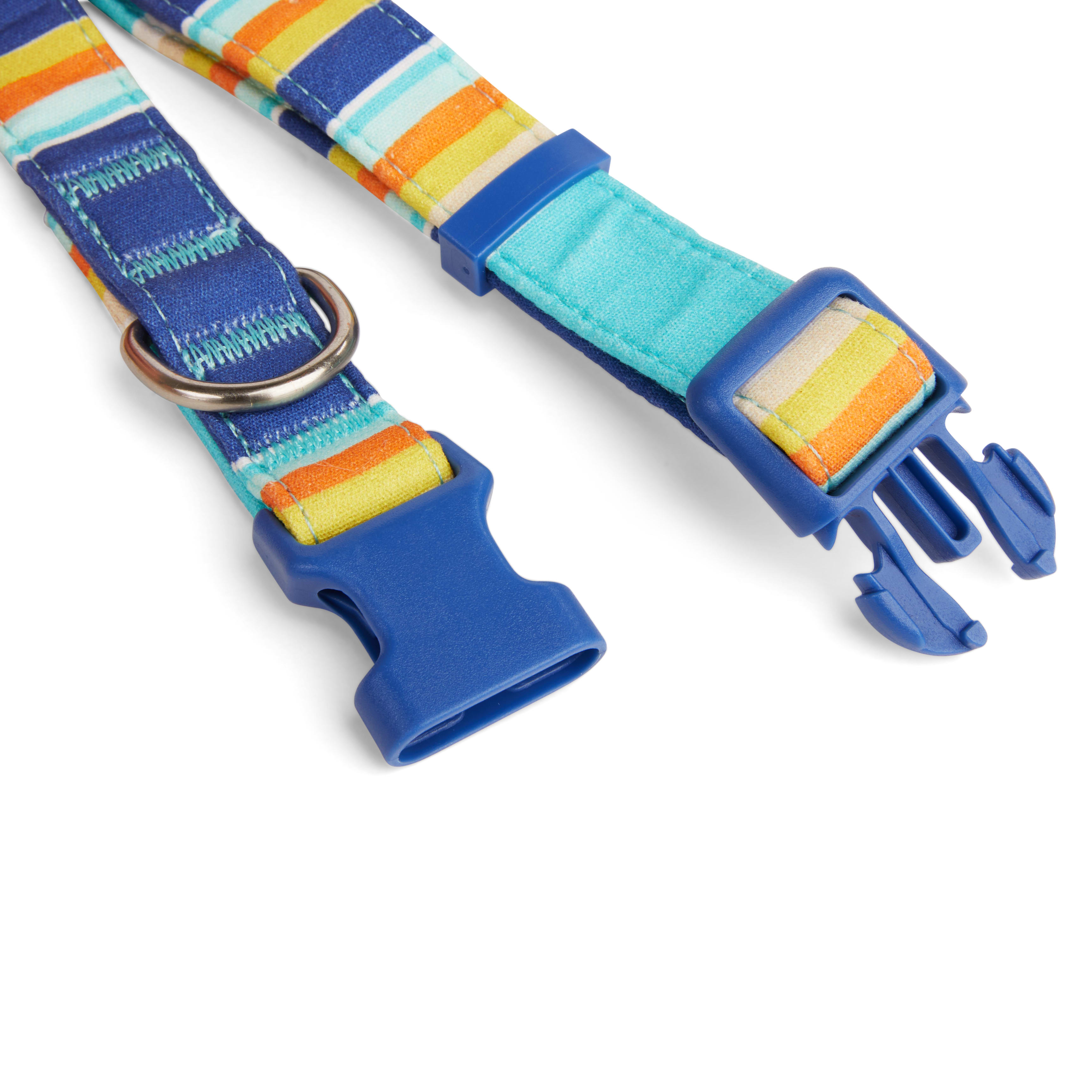 YOULY Blue/Orange Stripe Dog Collar， Small