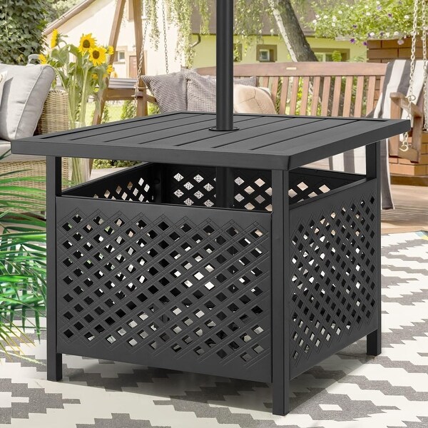 AECOJOY 22'' x 22'' Outdoor Side Table with Umbrella Hole (1.58”)