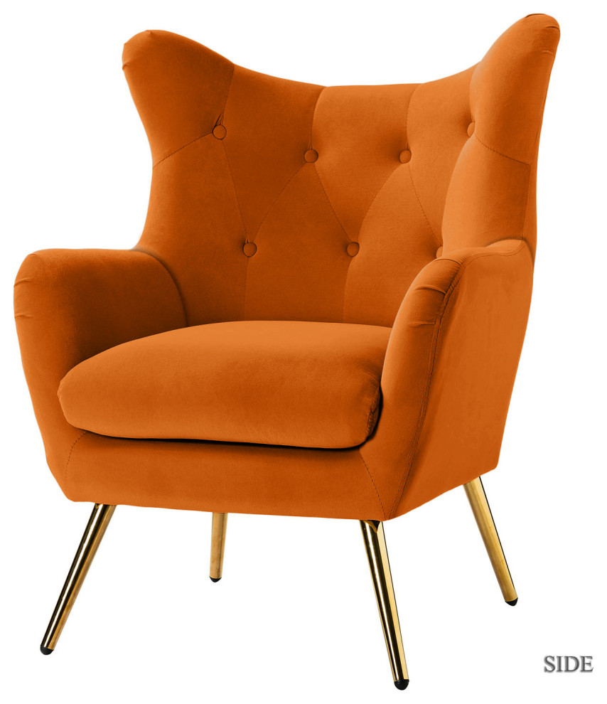 Tufted Accent Chair With Golden Legs   Midcentury   Armchairs And Accent Chairs   by Karat Home  Houzz