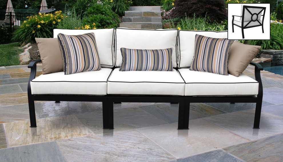 kathy ireland Madison Ave. 3 Piece Aluminum Patio Furniture Set 03c   Transitional   Outdoor Sofas   by TKClassics  Houzz