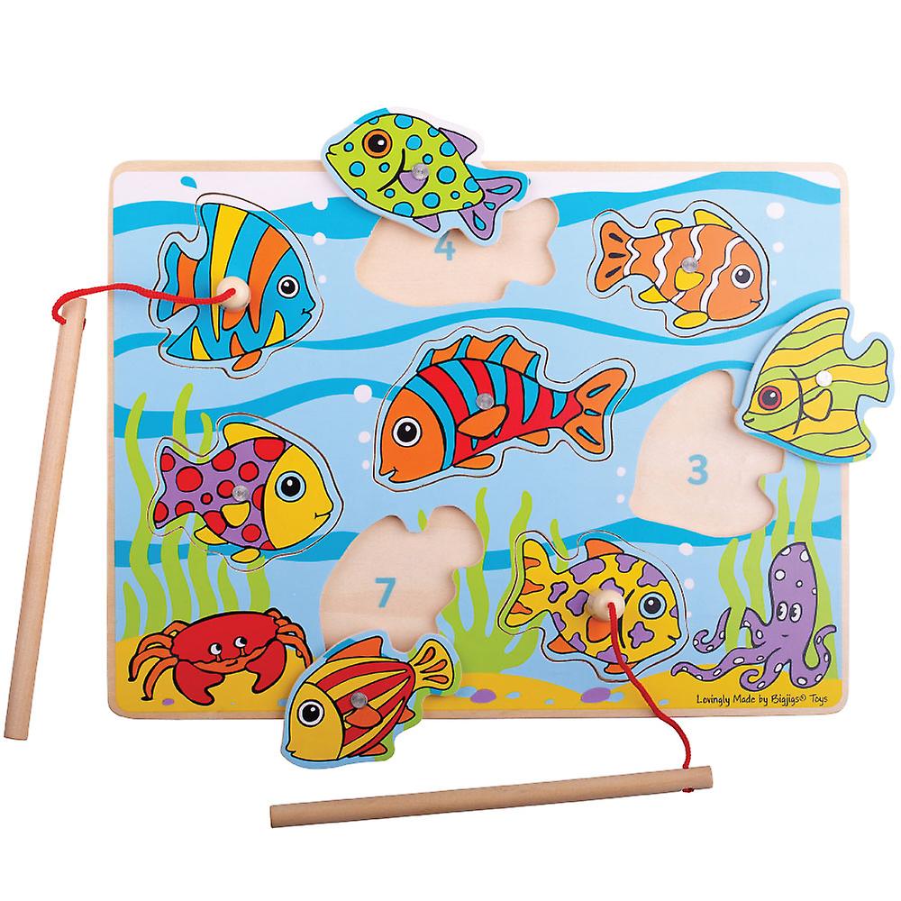 Bigjigs Toys Wooden Tropical Magnetic Fishing Game Puzzle Rod Magnet