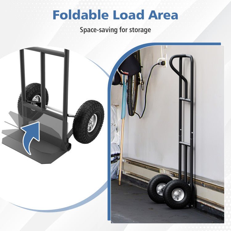 Heavy-Duty 660 lbs Folding P-Handle Hand Truck For Warehouse Garage