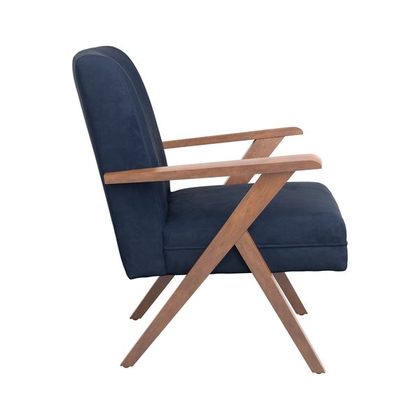 Coaster Furniture Cheryl Dark Blue and Walnut Wooden Arms Accent Chair