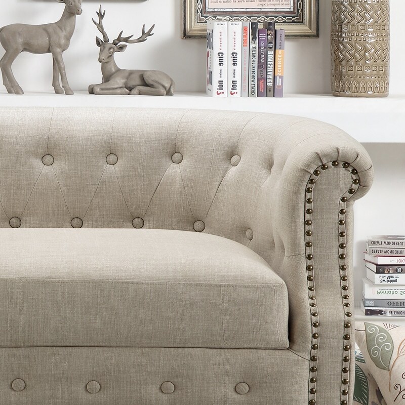 Rosevera Three Piece Living Room Tufted Sofa Set  Chesterfield