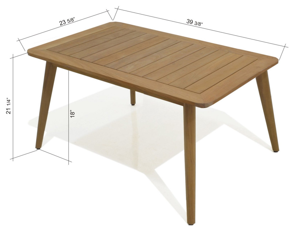 Indoor or Outdoor Coffee Table  Weather Resistant Teak Wood Construction  Brown   Midcentury   Outdoor Coffee Tables   by Declusia  Houzz