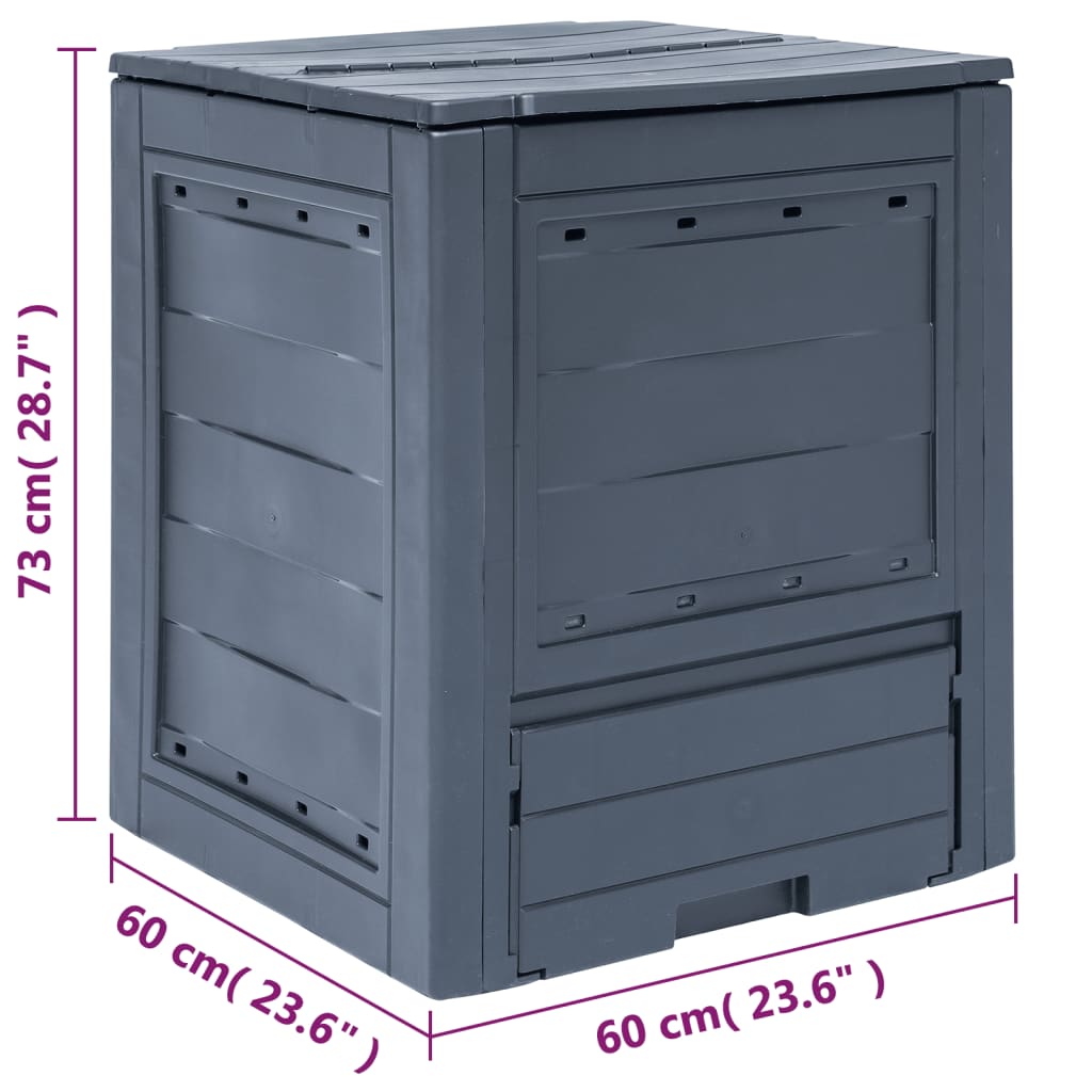 Garden Composter Gray 23.6"x23.6"x28.7" 68.7 gal