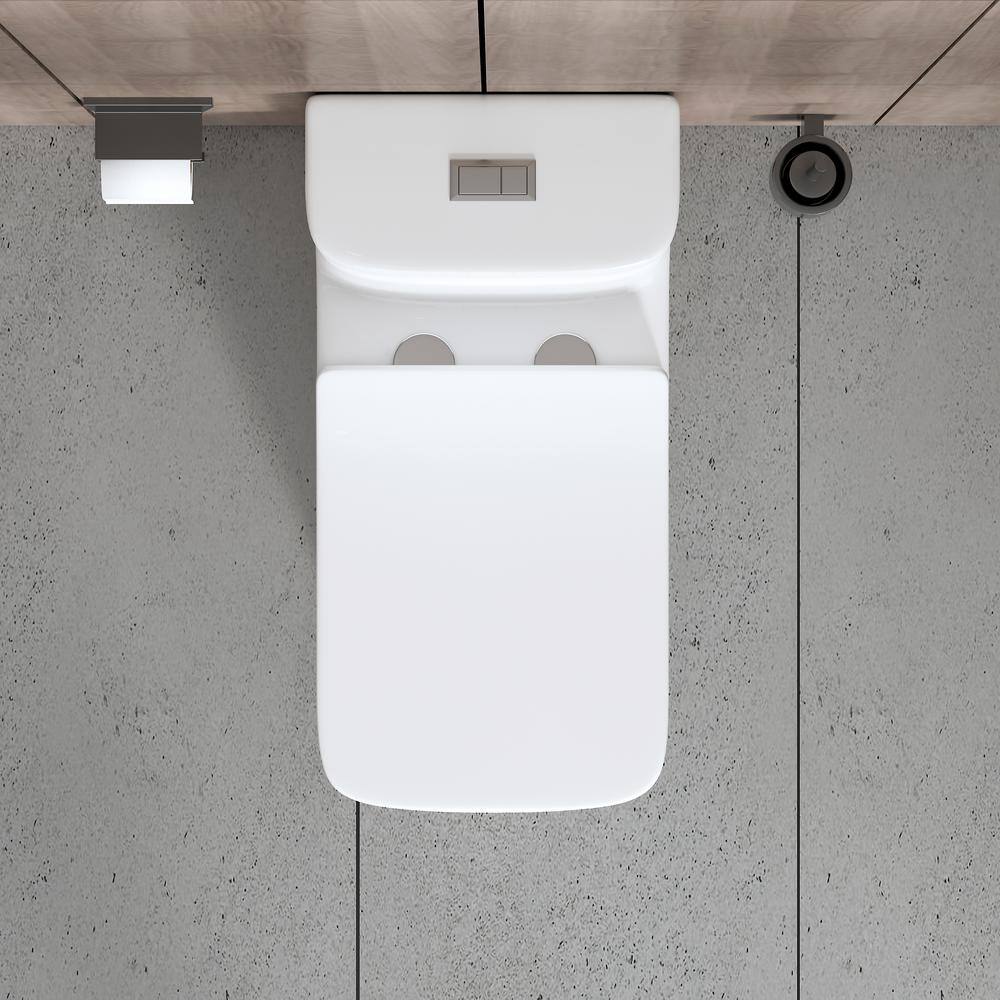 Hanikes One-Piece 1.11.6 GPF High Efficiency Dual Flush Square Toilet in White Soft Close Seat Included AR413F