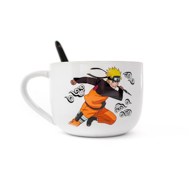 Just Funky Naruto Anime Ceramic Ramen Soup Mug With Spoon Awesome 20 Oz Coffee Cup For Office