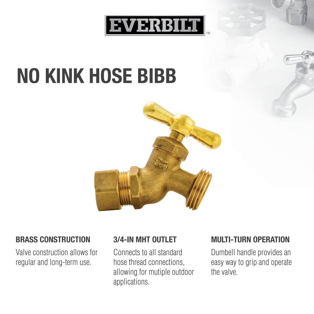 Everbilt 12 in. Compression Brass No-Kink Hose Bibb 102-363EB