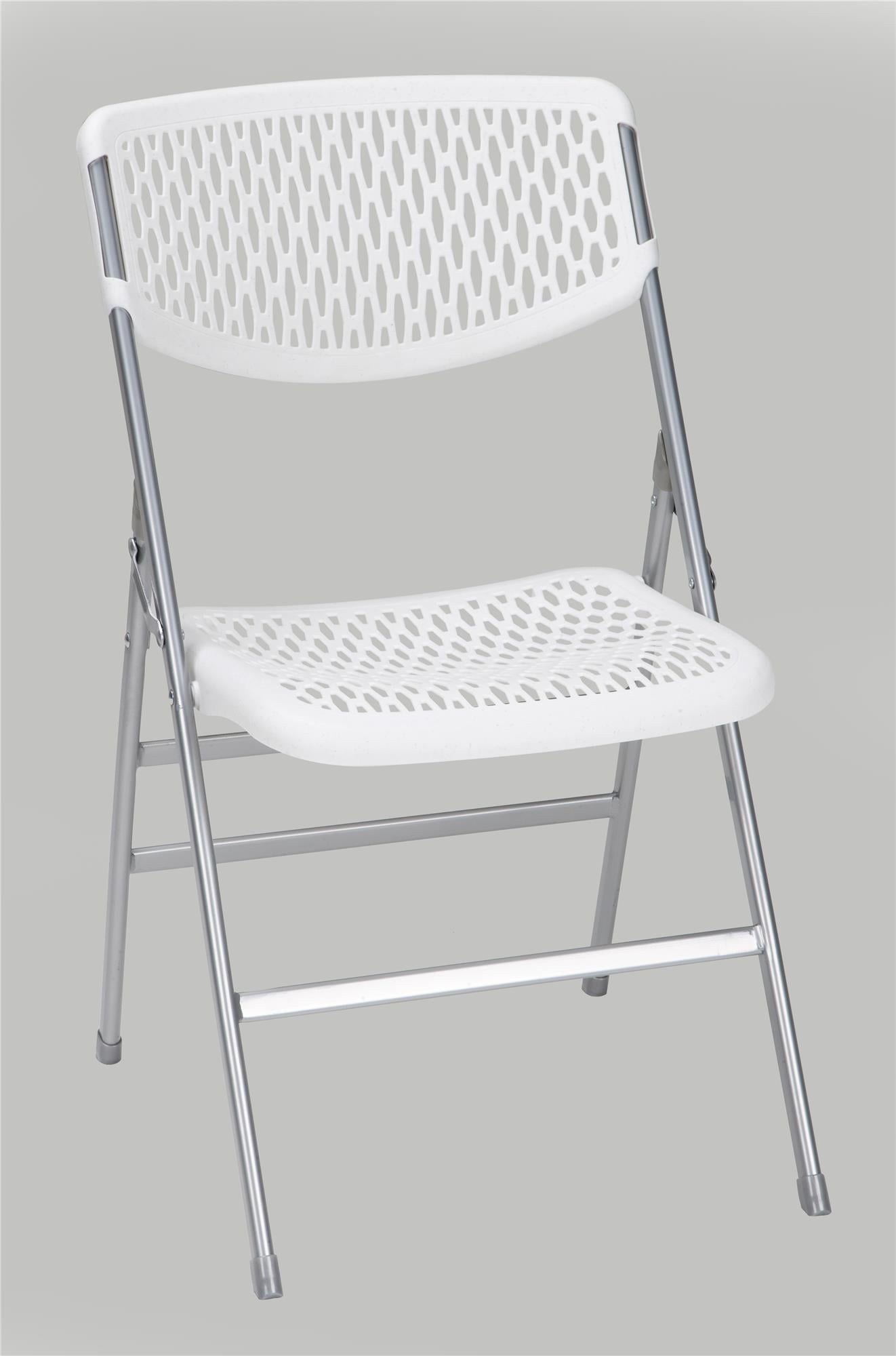 COSCO Ultra Comfort Commercial XL Plastic Folding Chair, 300 lb. Weight Rating, Triple Braced, White, 4-Pack