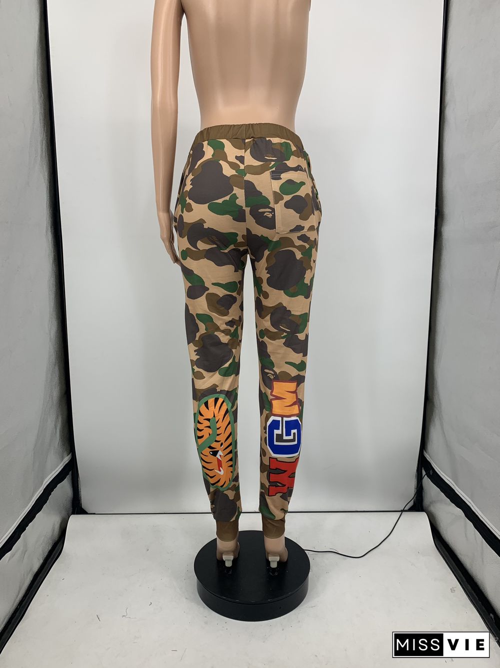 High Waist Hip Hop Camouflage Print Long Cargo Pants