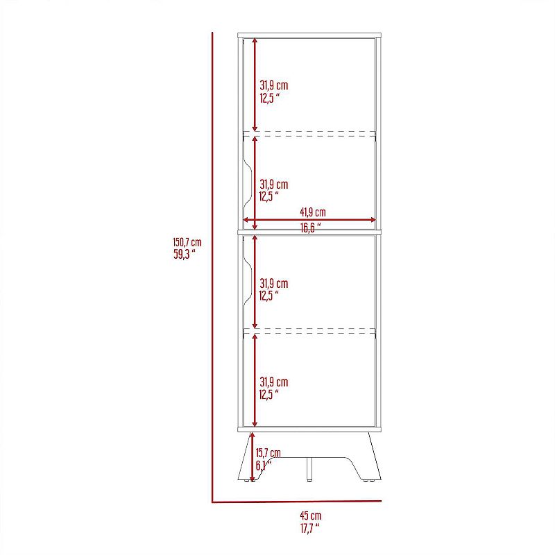 British Single Kitchen Pantry， Four Storage Shelves， Double Doors Cabinets