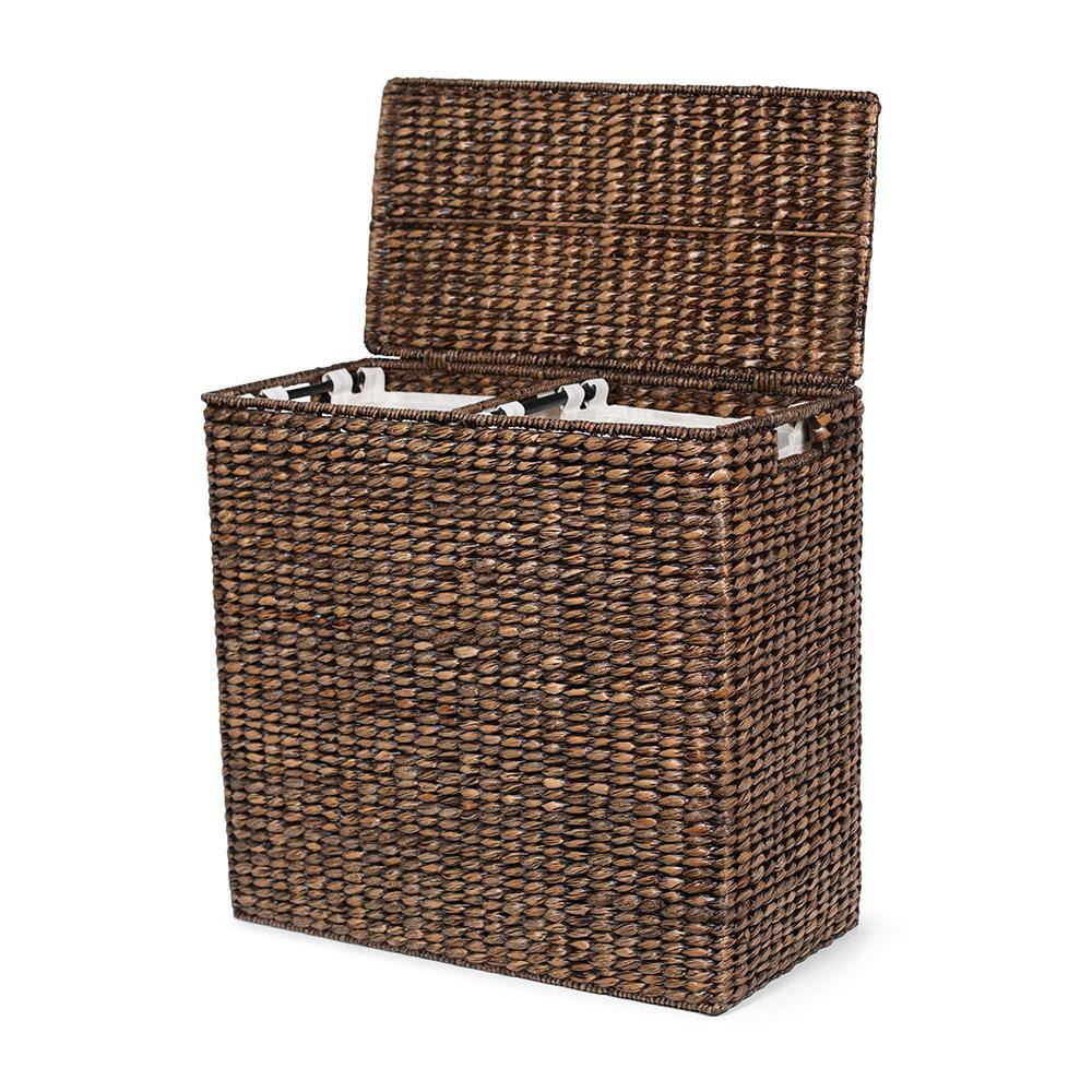 BirdRock Home Brown Oversized Divided Hamper with Liners and Lid - Brown Wash - 2 Liners 11524