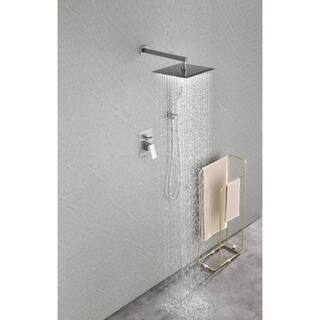 Lukvuzo High Pressure 12 in. Shower Head Brass Wall Bar Shower Kit with Hand Shower in Brushed Nickel HDSA11FS022