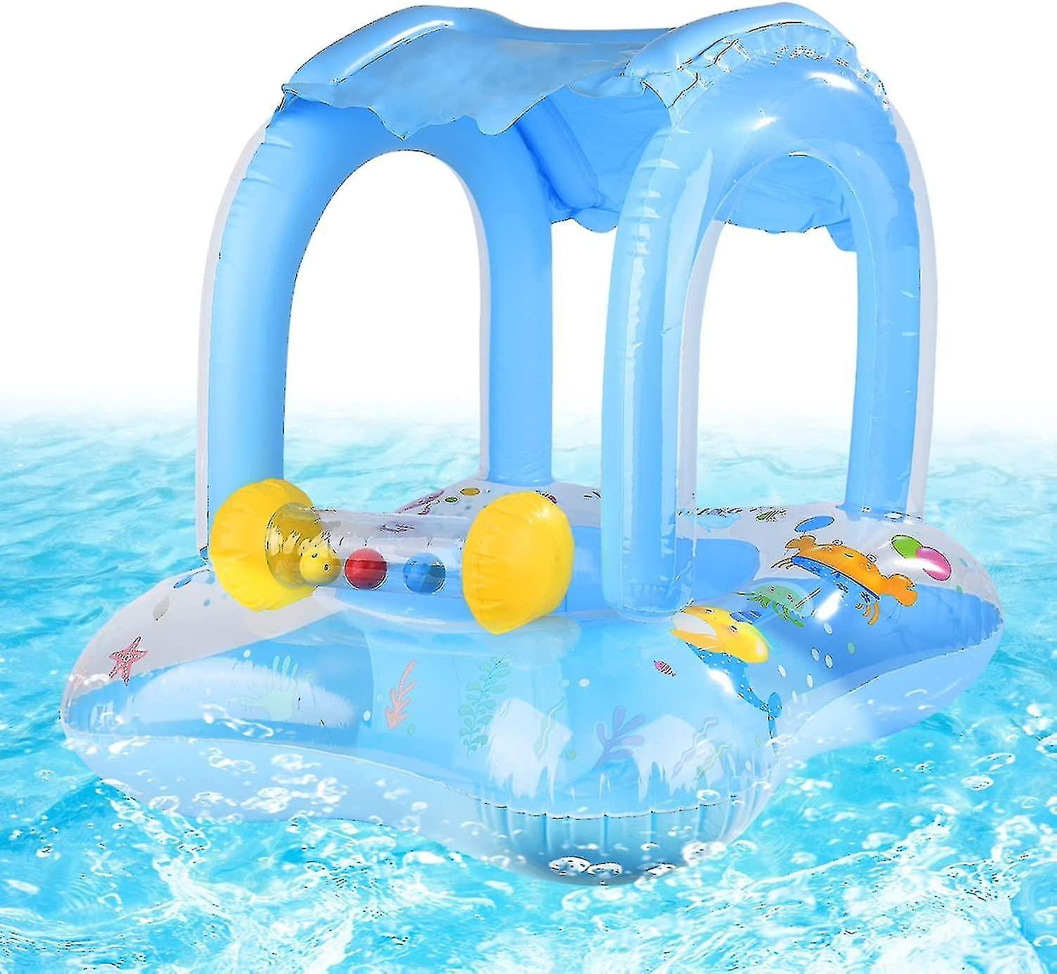 Child Swimming RingŁŹ Kids Inflatable Pool BuoyŁŹ Floating Swim Ring With SunshadeŁŹ Baby Pool Seat For Kids Boys Girls