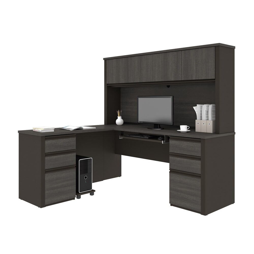 Bestar Prestige Plus L shaped Desk with Hutch