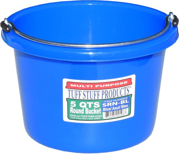 Tuff Stuff Products Heavy Duty Small Round Bucket Farm Animal Feeder， 5-qt