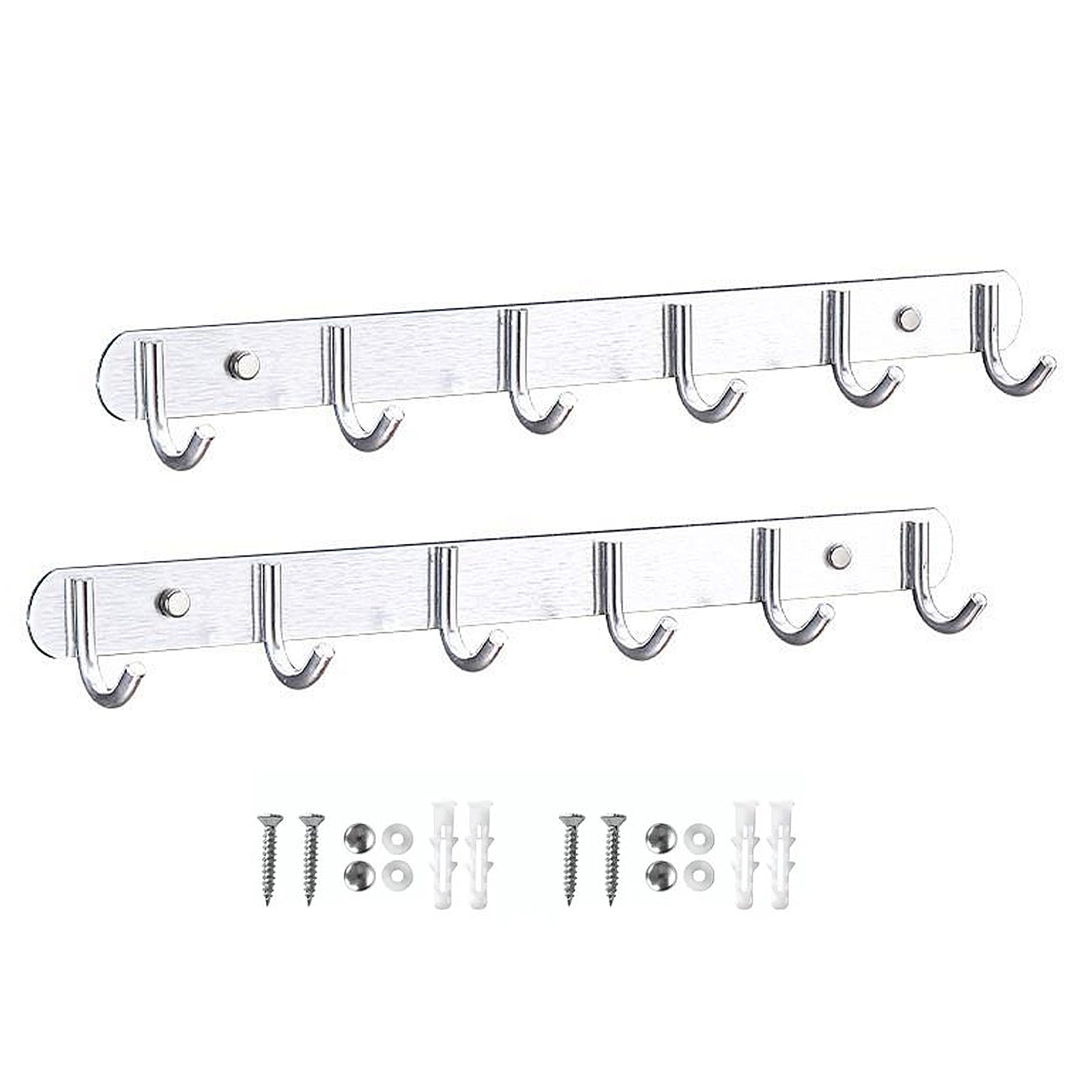 AOMOTA 2 Pack Coat Rack Wall Mounted Aluminum Coat Hooks for Wall，Heavy Duty Coat Hooks for Coat Hat Towel Purse (Silver)