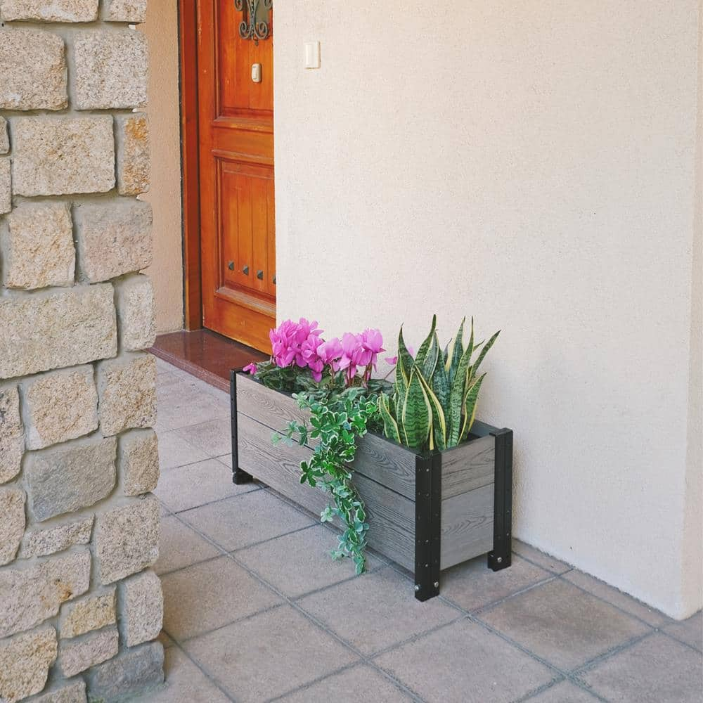 EverBloom 36 in. L x 12 in. W x 14 in. H Composite Trough Planter in Grey E143612G