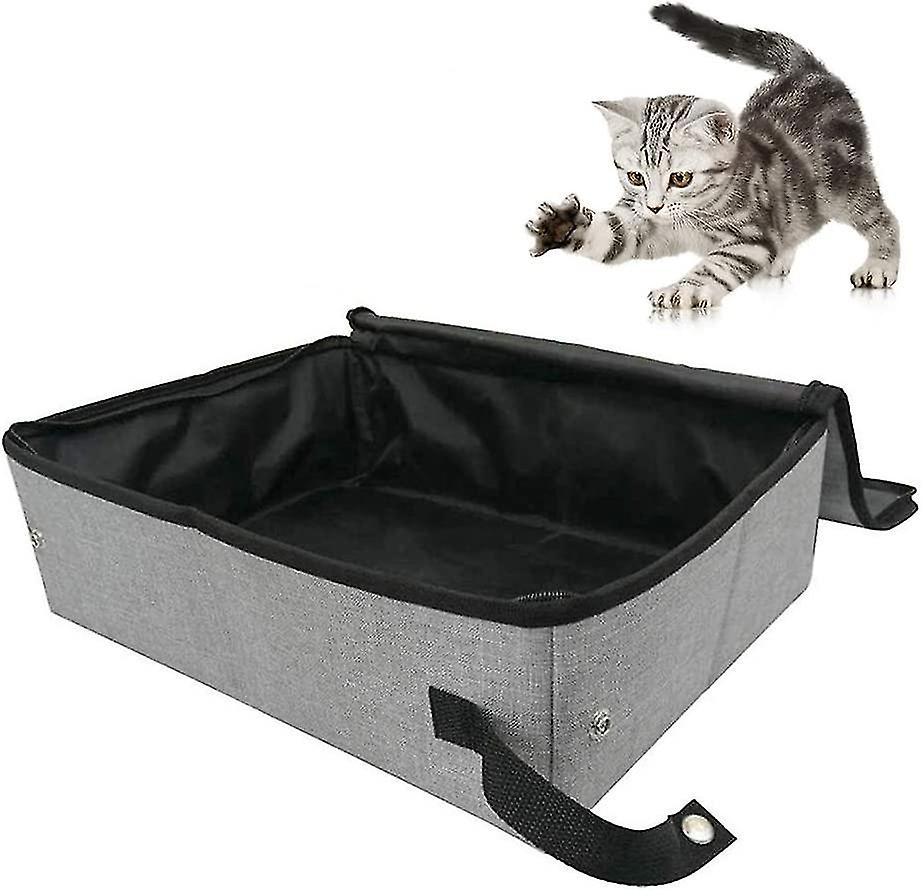 Cat Litter Box With Oxford Cloth Lid， Easy To Carry Collapsible Leakproof Basin For Kitten Toilet， For Home Outdoor Camping(size:s)