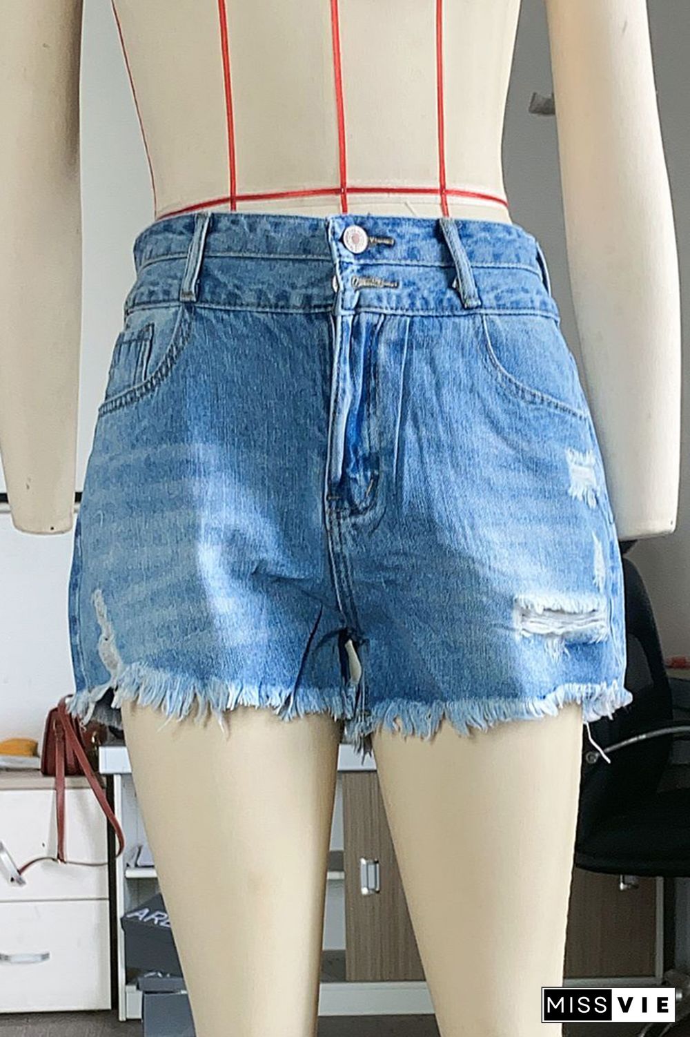 Distressed Ripped High Waist Jeans Shorts Wholesale