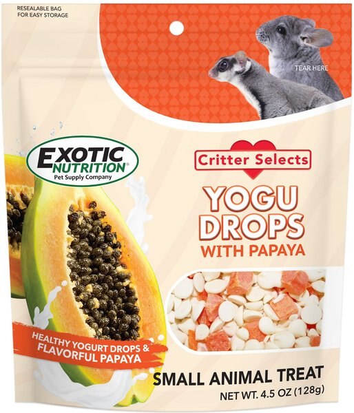 Exotic Nutrition Critter Selects Yogu Drops with Papaya Small Animal Treats， 4.5-oz bag