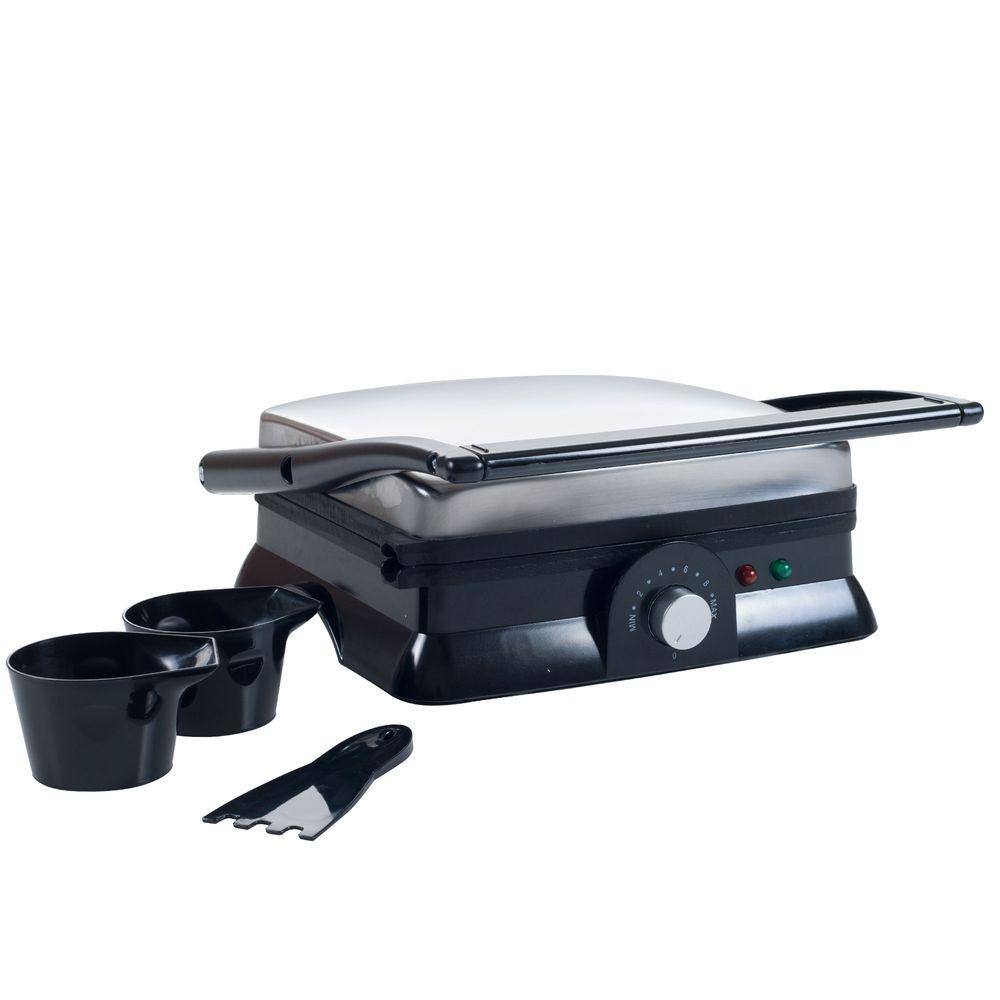 Chef Buddy 1400 W Silver Non-Stick Panini Press 82-SW73