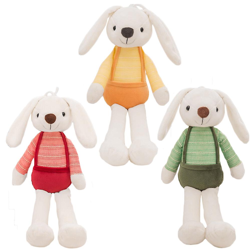 3pcs Plush Rabbit Toy Cartoon Funny Animal Rabbit Gift For Home (40cm Yellow， Red， Green Each Color Has 1pcs)