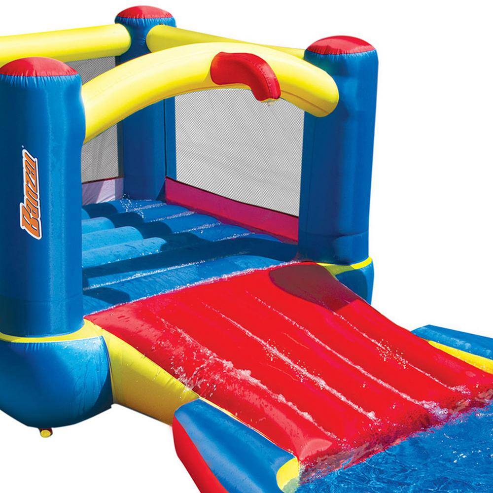 BANZAI Bounce N Splash Multi-Colored Water Park Aquatic Activity Play Center with Slide BAN-35533