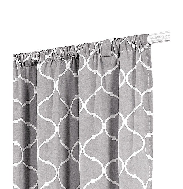 Kate Aurora Gray amp White Lattice Clover Ultra Luxurious Single Tie Up Window Curtain Shade 42 In W X 63 In L