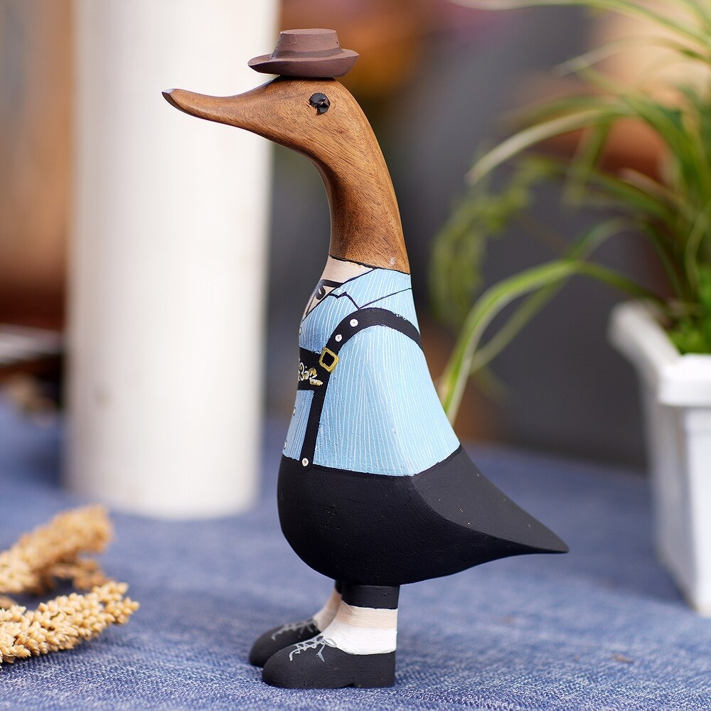 Novica Handmade Mister Duck In The Alps Wood Sculpture