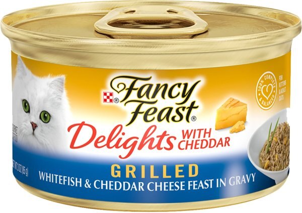 Fancy Feast Delights with Cheddar Grilled Whitefish and Cheddar Cheese Feast in Gravy Canned Cat Food