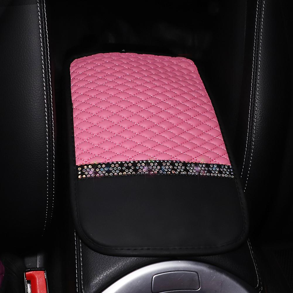 Car Pu Leather Central Armrest Pad Fashion Snowflake Diamond Armrest Box Protection Pad Car Interior Accessories Blue