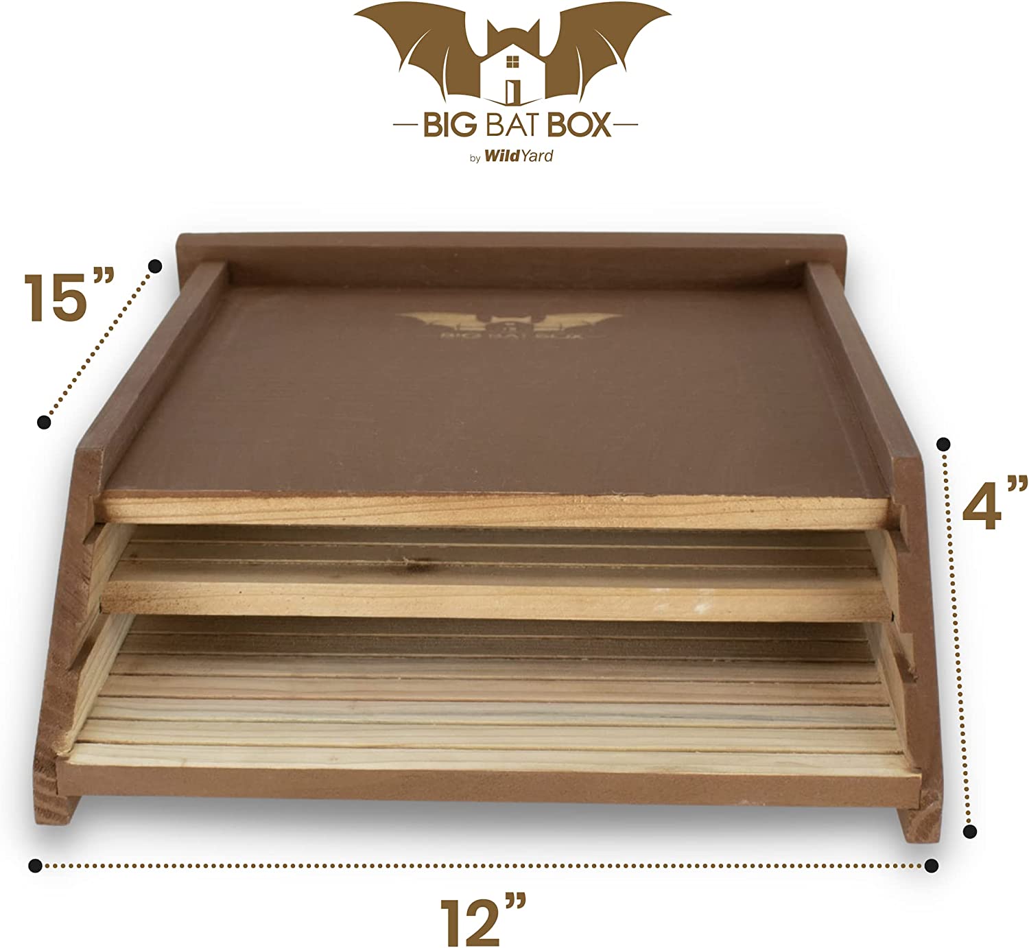 BIGBATBOX - 2-Chamber Bat Houses for Outdoors - Premium Cedar Bat House - Cleaning up on Your Mosquitos (Brown)