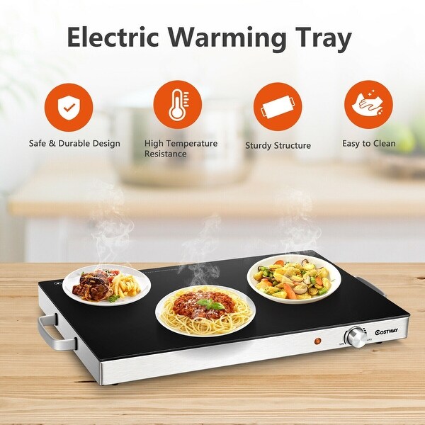 22 x 14 Inch Electric Warming Tray Hot Plate Dish Warmer with Adjustable Temperature - 25