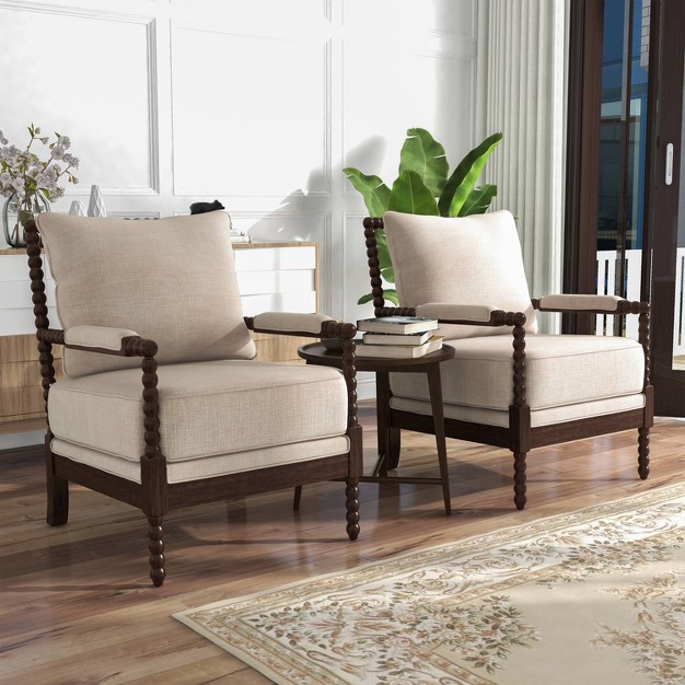 Set Of 2 Bernardino Accent Chairs Espresso beige Homes Inside Out