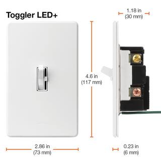 Lutron Toggler LED+ Dimmer Switch for Dimmable LED and Incandescent Bulbs 150W LEDSingle-Pole or 3-Way White (TGCL-153PR-WH) TGCL-153PR-WH