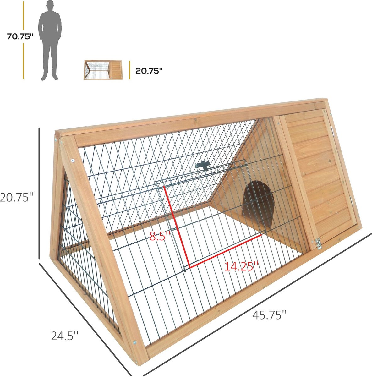 PawHut Wooden A-Frame Outdoor Rabbit Hutch