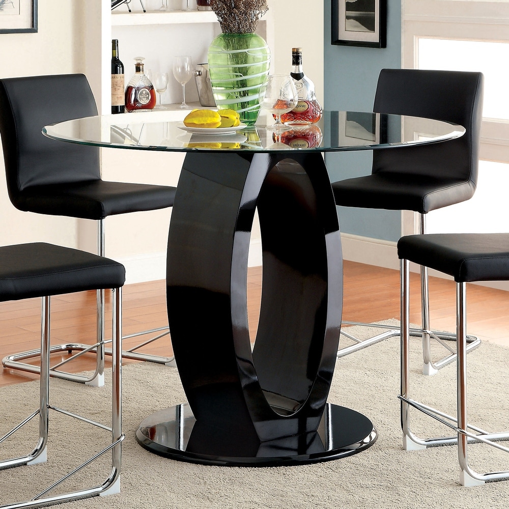 Furniture of America Raji 48 inch High gloss Round Counter Height Table