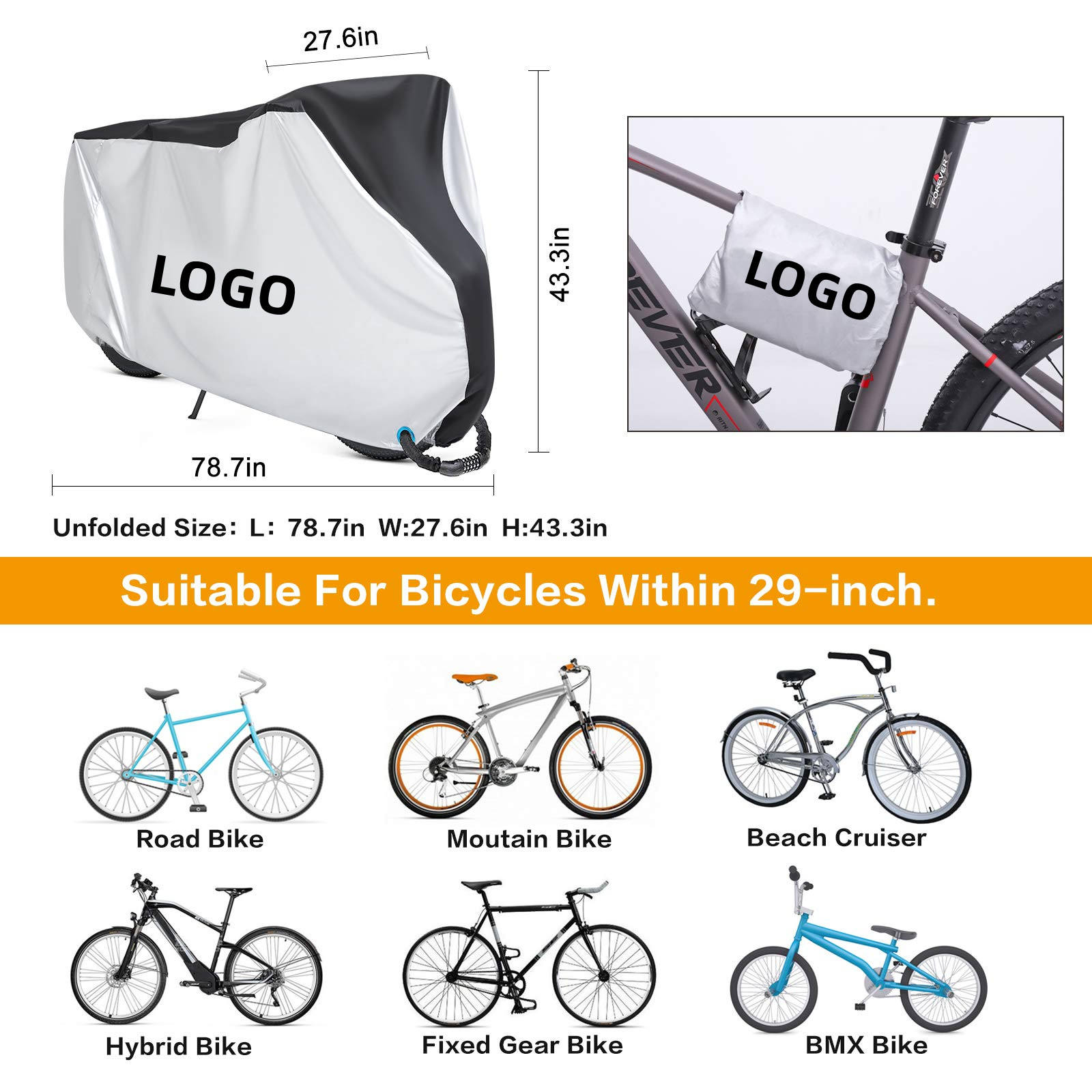 Factory Direct Sales Custom Logo Waterproof Bike Cover Bicycle Cover