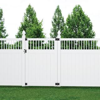 Veranda Pro Series 4 ft. W x 6 ft. H White Vinyl Woodbridge Closed Picket Top Privacy Fence Gate 144716