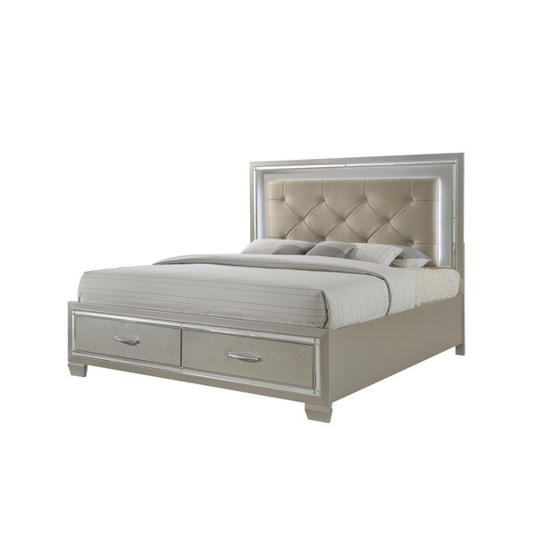 Silver Orchid Odette Glamour Queen Platform Storage 6-piece Bedroom Set - - 22751287