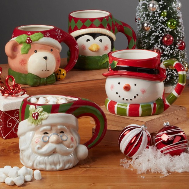 Set Of 4 Holiday 18oz Drinkware Mugs Certified International